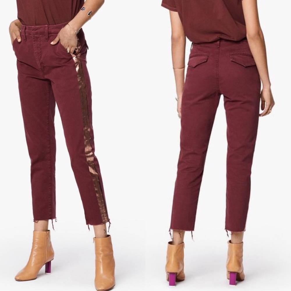 MOTHER | Shaker Prep Fray Racing Stripe Pants